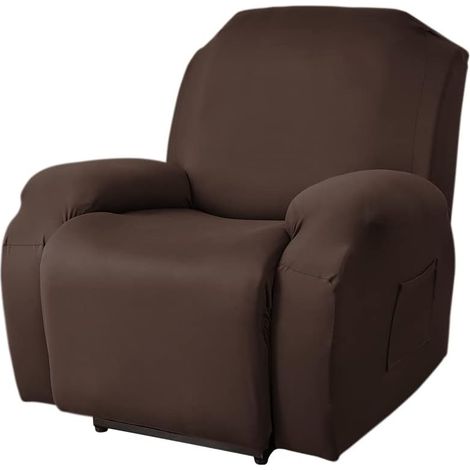 Housse de Fauteuil Relax Extensible 1 Places,  avec Poche, 4 Pièce Café,1 Places (1/5)