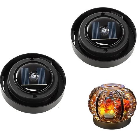 Set di 2 luci solari di ricambio da 8 cm - Pannello solare di ricambio per luce da giardino - Impermeabile - Coperchio di ricambio - Pannello solare da 600 mAh - Luce di ricambio (2 pezzi) (1/5)
