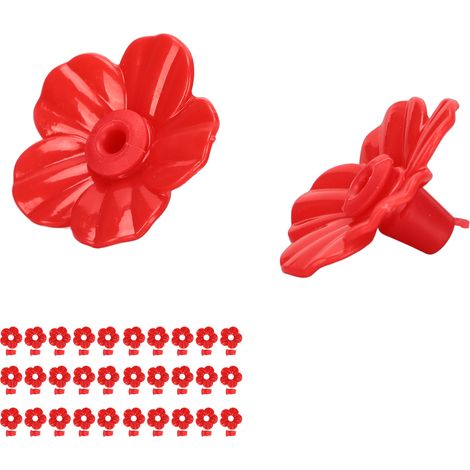 Packung mit 30 nachfüllbaren Kolibri-Futterhäuschen-Teilen, mehrfarbige Ersatzblumen mit verschiedenen Blütenblättern, rot. (1/5)
