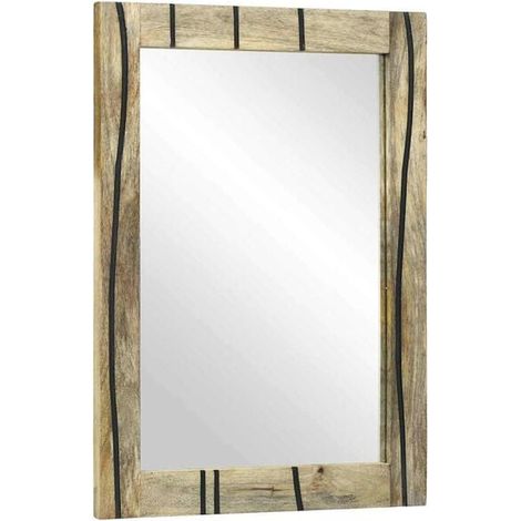 Miroir de salle de bain rectangulaire en bois naturel, 50 x 2,5 x 70 cm (1/5)