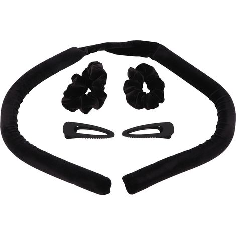 Rouleaux à Boucles Sans Chaleur Ruban pour Femmes, Bandeau Bigoudis avec Élastiques et Pinces, Outil de Coiffage Noir (1/5)