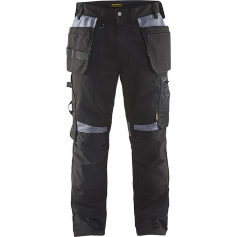 Blaklader – Pantalon de travail artisan noir et gris clair – Taille 44 – Poches genouillères CORDURA® – Jambes pré-courbées pour confort (1/7)