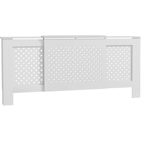 Copriradiatore regolabile, design contemporaneo, lunghezza estensibile 136-200 x 21,5 x 91,7 cm, bianco