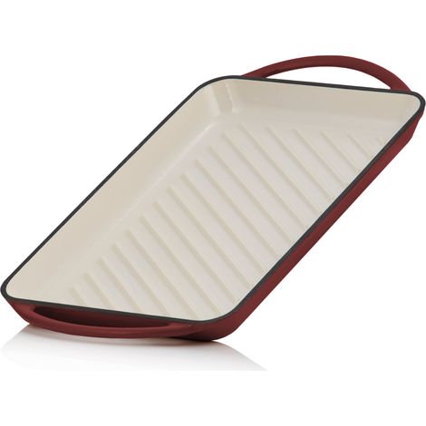 Mahlzeit Piastra per grigliate  39,5 x 22 x 3,5 cm  Ciliegio scuro  Smaltata con due manici, nervata