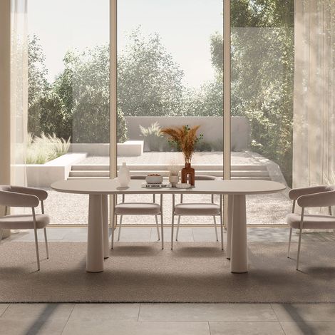 Table à manger organique 220x110x76 cm décor beige (1/5)