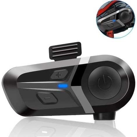 Intercom pour casque de moto - Communication mains libres - Écouteurs Bluetooth sans fil étanches pour casque de moto - Noir/Microphone souple