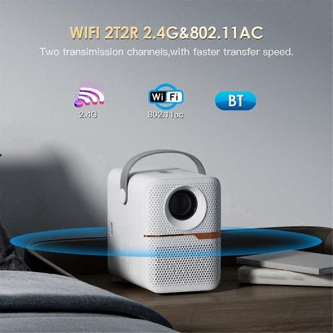 Mini projecteur LED Bluetooth 4K intelligent P10 WiFi 1080p avec prise UE (noir) (1/5)