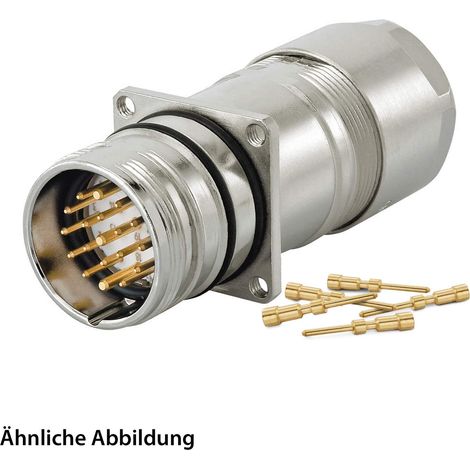 HUMMEL SET inkl. Kontakte M23 Signal Wanddurchführung Kupplung, Crimpein. gerade Polzahl 2+16+PE, Stift Hinterwand, Kabelabgang gerade, Klemmbereich 7,0mm - 12,0mm - 1 Stück