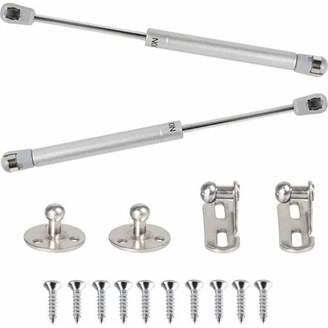 Lot de 2 vérins à gaz hydrauliques 100 N, bras pneumatique pour soulever des amortisseurs à gaz, charnières de porte d'armoire à 90 degrés avec vis pour faciliter l'ouverture des armoires de meubles d (1/5)