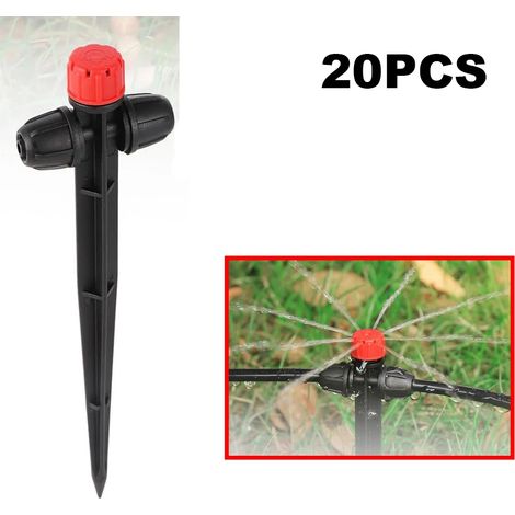 (20 pièces, 8 trous) Arroseur à piquet réglable, émetteur de micro-pulvérisation à 360° pour l'irrigation goutte à goutte, idéal pour l'agriculture, le jardinage et l'arrosage des légumes. (1/5)