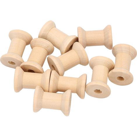 10 bobines de fil vides en bois, couleur naturelle, 29 mm x 23 mm (1/5)
