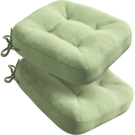 Lot de 2 coussins d'assise 40 x 40 x 8 cm, extra épais et confortables, avec housse imperméable, lavables et antidérapants, en mousse à mémoire de forme, pour chaise, d'extérieur et chaise de (1/5)