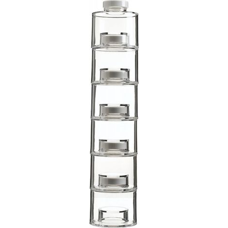 Réservoir de stockage empilable 6 pièces - Réservoir de stockage d’épices transparent - Support de tour d’épice organisateur - Boîte de rangement empilable pour épices, herbes et condiments à la cuisi (1/4)
