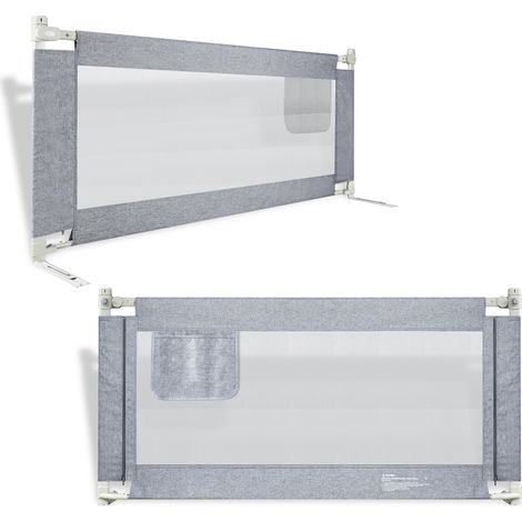 Rausfallschutz 150cm Bett Bettgitter Baby Bettschutzgitter mit Höhenverstellbar Kinderbettgitter für Kinderbetten, Elternbetten & Alle Matratzen Massivholzbetten, Grau NAIZY (1/4)