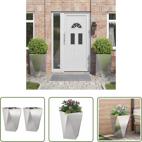 Terrassenpflanzer - Pflanzkübel 2 pcs Silber 50 x 50 x 75 cm Edelstahl (1/5)