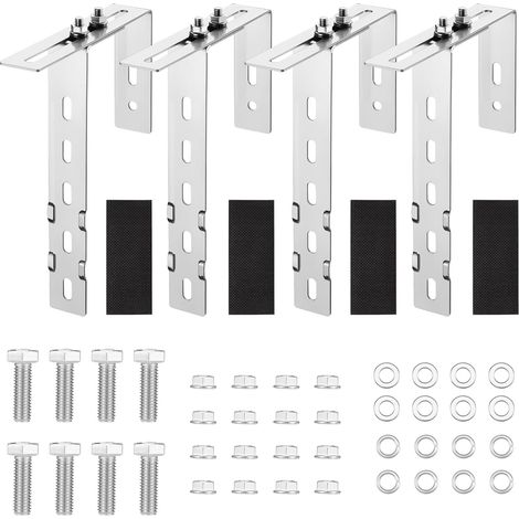 Lot de 4 supports de station d'alimentation solaire pour balcon, supports réglables pour panneaux solaires, crochets de support pour balcon carré de 60 à 180 mm de large (1/5)