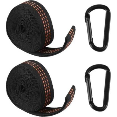 Lot de 2 Ensemble de Sangles pour Hamac avec Mousquetons - Fixation Robuste pour Balançoire,