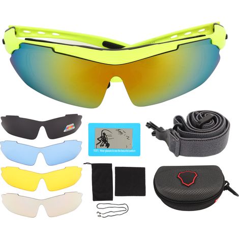 Lunettes de sport polarisées anti-vent pour cyclisme, VTT et conduite - Hommes et femmes - Verres verts (1/5)