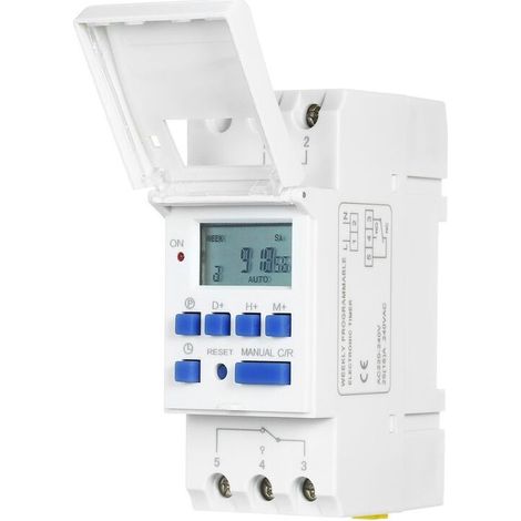 Relais programmable numérique LCD THC15A, 16 A, minuterie électronique hebdomadaire 7 jours, 16 cycles marche/arrêt, 220 V CA (1/5)