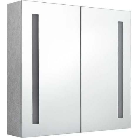 Armoire de salle de bain à miroir led 62 x 14 x 60 cm MDF gris (1/5)
