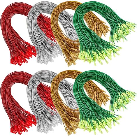 Cordon De Suspension Pour Ornements De Noël - Polyester - 400 Pièces - Or Argent Vert Rouge - 20 X 0,1 X 0,1 Cm (1/5)