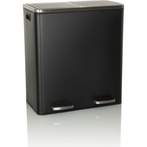 Collecteur de déchets / système de tri sélectif CLEAN IX 60L (2x30L) acier noir hjh OFFICE