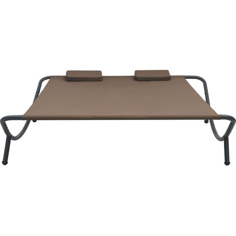 Chaise longue  Transat  Bain de soleil d'extérieur Tissu Marron (1/5)