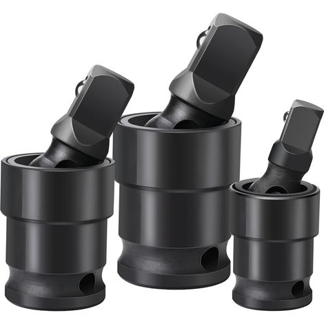 Set de Cardans à Choc Universel 3 Pièces de 1/2", 3/8" et 1/4" Adaptateurs Réducteurs Cardan Universel À Chocs Pour Douilles et Embouts (1/5)
