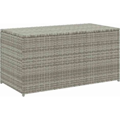 Coffre de jardin en résine rotin 100 x 50 x 50 cm gris (1/5)