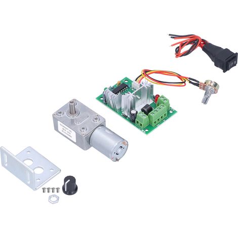 DC 24V Moteur à Engrenages à Vis sans Fin avec Régulateur, Haute Torsion, Réducteur Mini Turbine pour Robots Serrures Électroniques 24V 30RPM