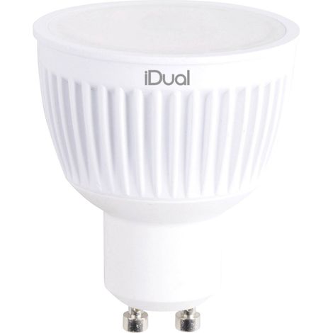 Ampoule LED iDual GU10. Télécommande. Blanc chaud à blanc froid intensité variable éclairage d'ambiance multicolore. 345 lm. Angle de faisceau : 100°.