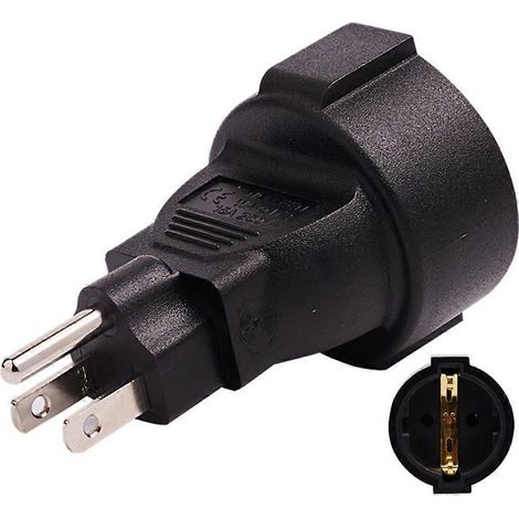 US-Stecker 3-polig auf EU-Stecker 3-polig Konvertierungsstecker Netzteil Stecker auf Buchse