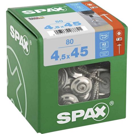 SPAX 4587000450456 Vite spengler 4.5 mm 45 mm T-STAR plus Acciaio inox A2 80 pz. (1/5)