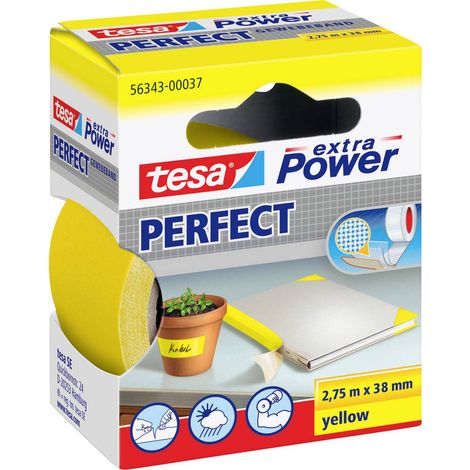 Ruban adhésif - Tesa - Toilé Super résistant - 2,75m x 38mm - Jaune - Multi-usages (1/4)