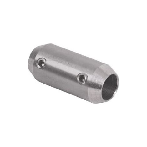 Raccordo di giunzione per barra tonda piena Ø10mm - Lunghezza 36mm, diametro esterno 16mm - Acciaio inox 316