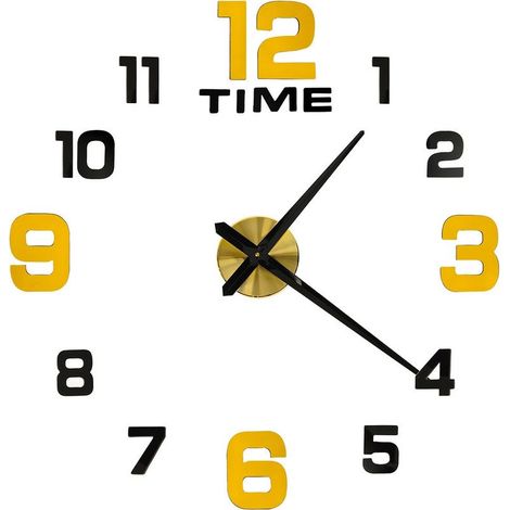 Horloge murale autocollante 100 120 cm or noir