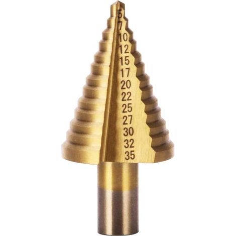 Foret Étagé HSS, Foret Fraise Meche Etage Forets Étagés Spirale Groove avec Revêtement en Titane pour Bois Acier Inoxydable Tôle (1/5)