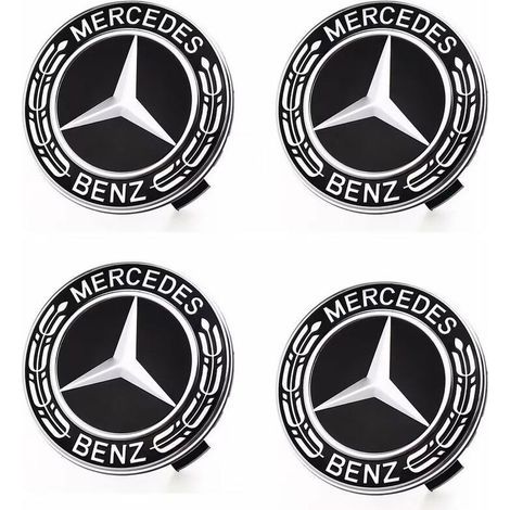 Cache Moyeux Compatible with Mercedes Benz 75mm Cache de Roue Centrale ABS Accessoires de Voiture—(4 pièces) (1/5)