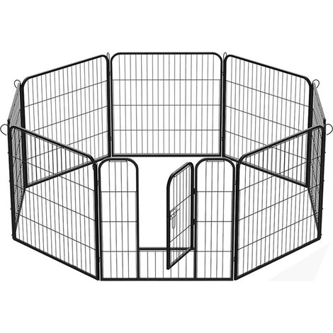 Aga Welpenauslauf aus Metall 80x80 cm, Freigehege mit Tür, Welpengitter für Hunde, Hasen & Kleintiere