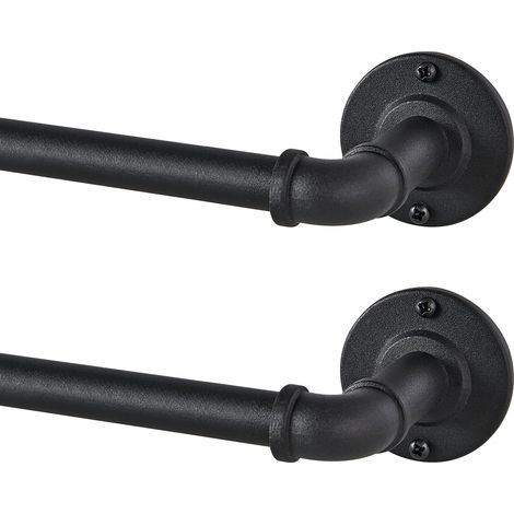 Lot de 2 tringles à rideaux industrielles pour fenêtre de 121,9 à 213,3 cm, pour intérieur et extérieur, diamètre de 89 à 190 cm, noir (1/5)