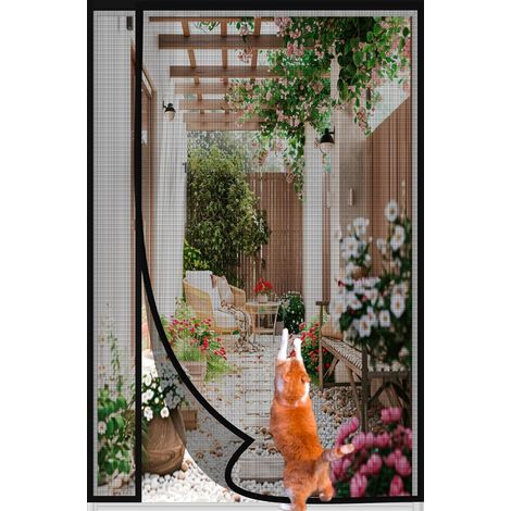 Magnetisches Moskitonetz für Türen und Fenster, 120 × 200 cm, sicher für Katzen und Fliegenschutz, magnetisches Schiebetür-Moskitonetz, magnetische Fenstergardine, kein Bohren erforderlich, Schwarz (1/5)