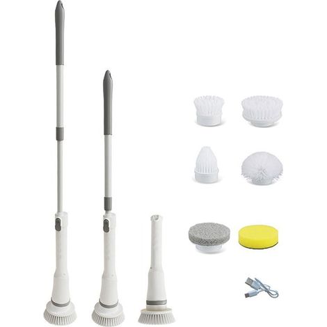 Brosse de nettoyage électrique multifonctionnelle rechargeable par USB, outil de cuisine, salle de bain, brosse à récurer pour voiture sans fil (1/5)