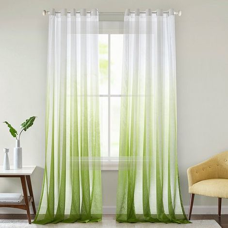 Grünes, zweiteiliges Gardinenring-Set mit Farbverlauf, 132 x 244 cm, für Schlaf- und Wohnzimmer (1/5)