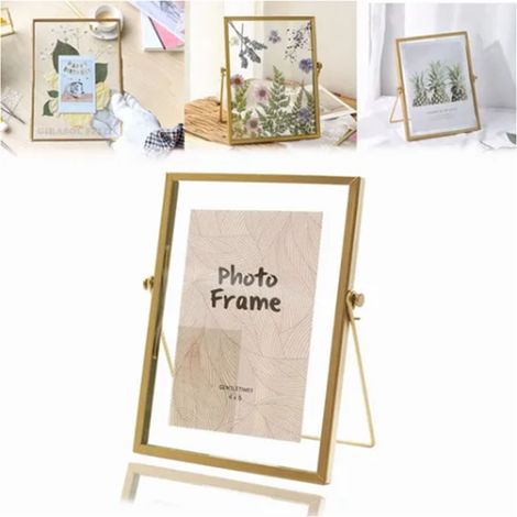 Cadre miniature pour fleurs séchées avec verre transparent et support en métal pour présentation sur bureau, 6 pouces. (1/5)