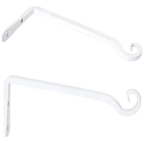 QORVA-Lot de 2 Crochets- Blanc de Suspension Muraux Décoration Fer Forgé pour Jardin avec Vis pour Plantes Mangeoires à Oiseaux Lanternes