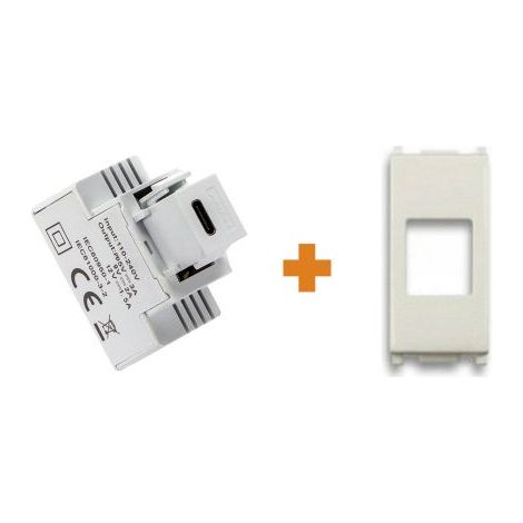 Fanton caricatore 1 USB-C 3A Ricarica rapida 18W da incasso Vimar Arkè bianca - 82901