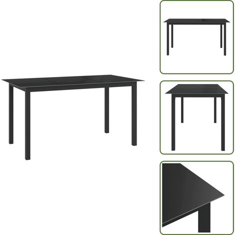 Tavolo in vetro - vidaXL Tavolo da Giardino Nero 150x90x74cm in Alluminio e Vetro - Tavolo da giardino nero