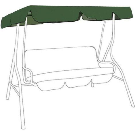 Toit de Rechange pour Balancelle de Jardin Imperméable en 210D Toit de balançoire Canopée pour Balancelle Remplacement Pare-Soleil à Bascule Jardin Anti-UV (Vert, 195x125x15cm)-trois places