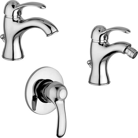 Composizione Flavia, miscelatori lavabo, bidet e doccia in ottone (1/4)