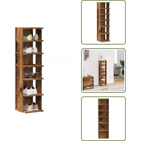 vidaXL Armoire à chaussures vieux bois 28x27x102 cm bois d'ingénierie